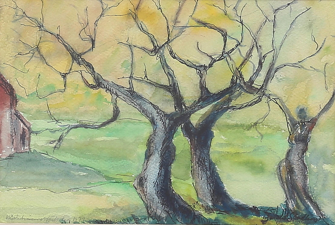 HARALD SANDBERG. Knotty trees. Watercolour, signed and dated 1977.