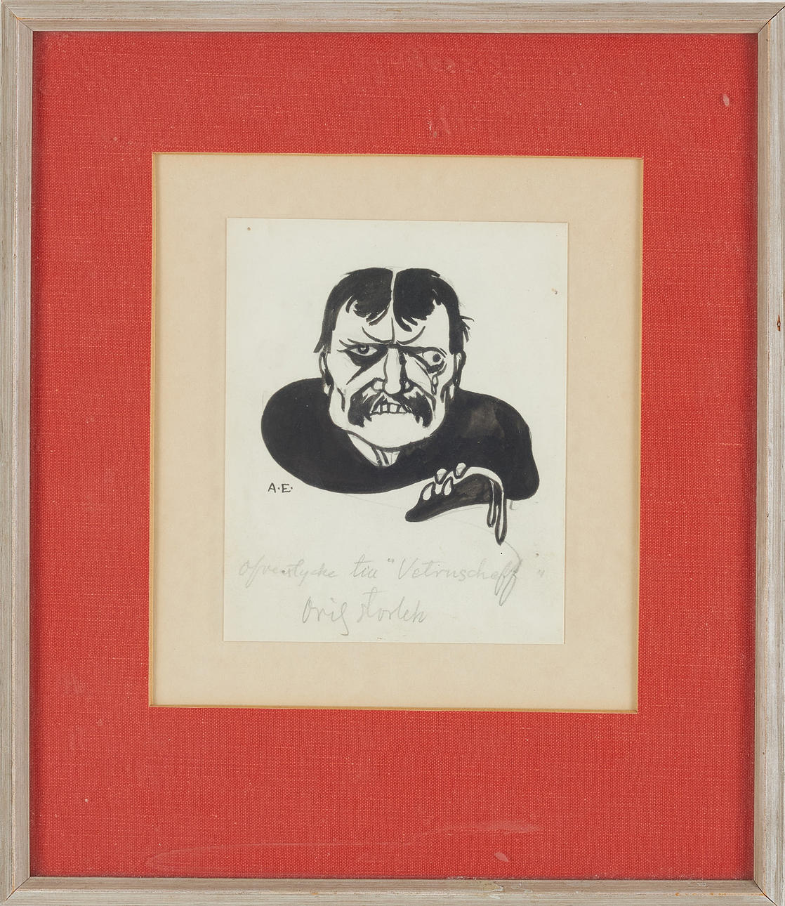 ALBERT ENGSTRÖM. “Vetruscheff”, ink/pencil, monogram signed.