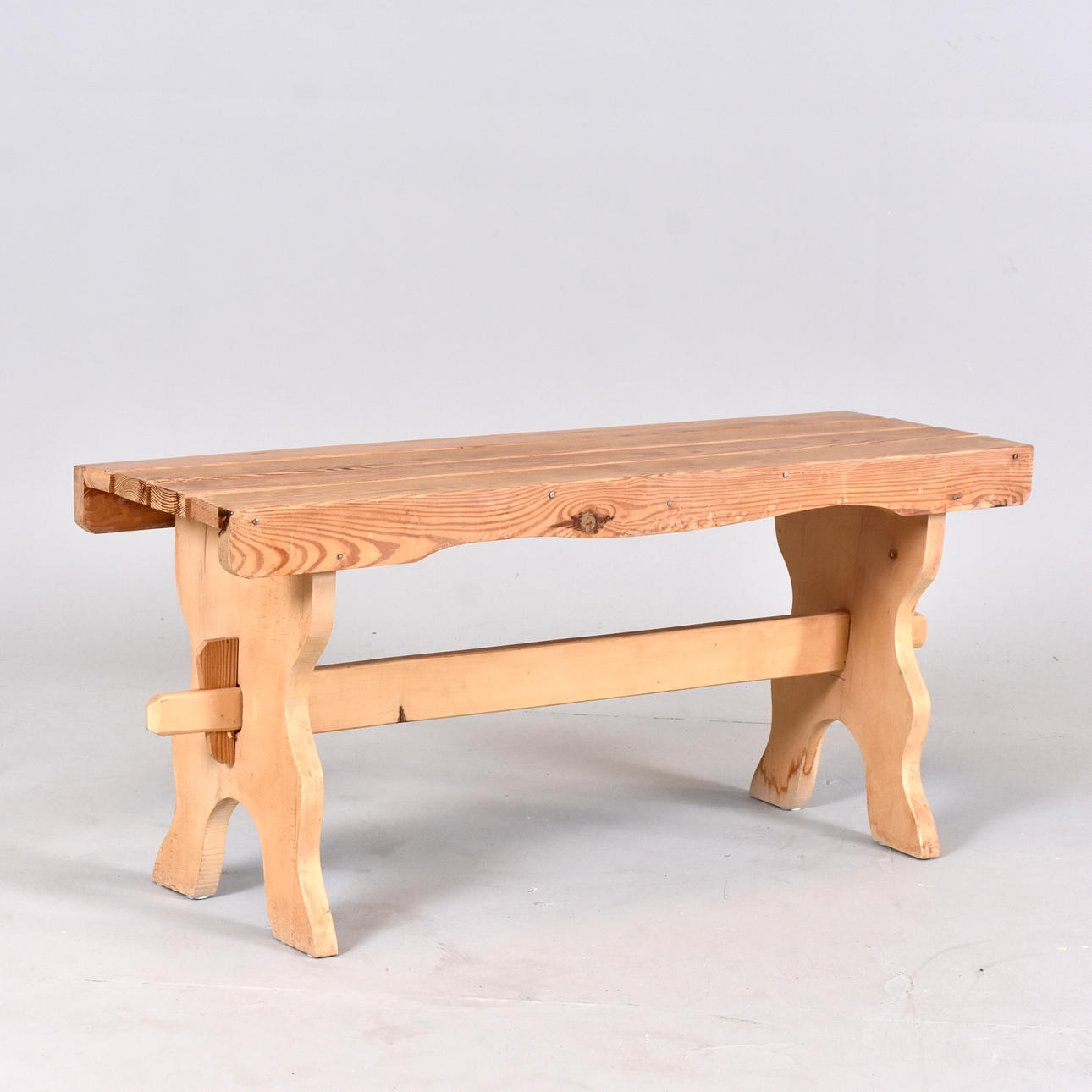 A 1970s-century pine/birch bench.
