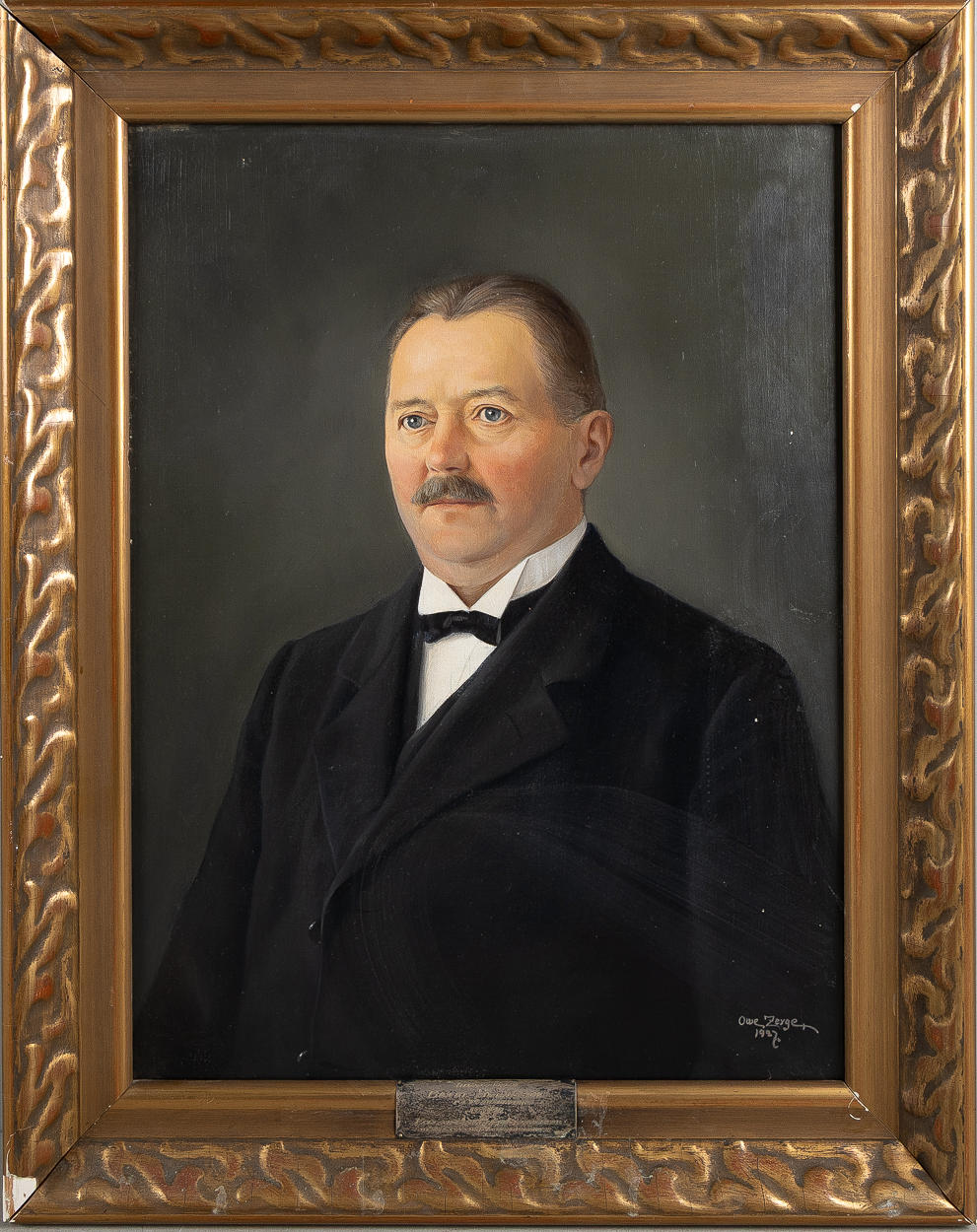 OWE  ZERGE. Porträtt av Direktör Bonde Swensson, olja på duk.