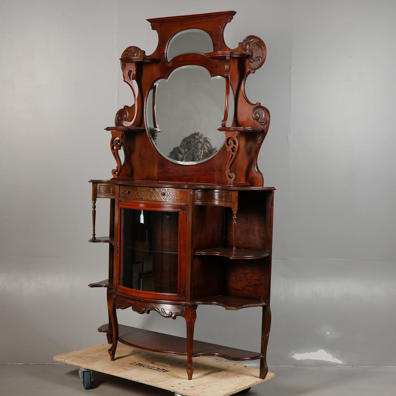 AN EDWARDIAN STAINED BEECH CHIFFONIER.