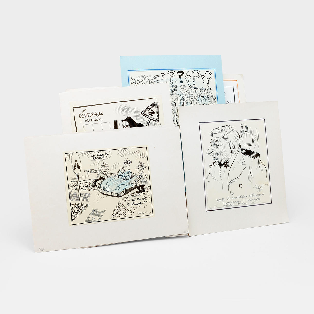 GUNNAR BONGBERG. Teckningar, 10 st, BONG.