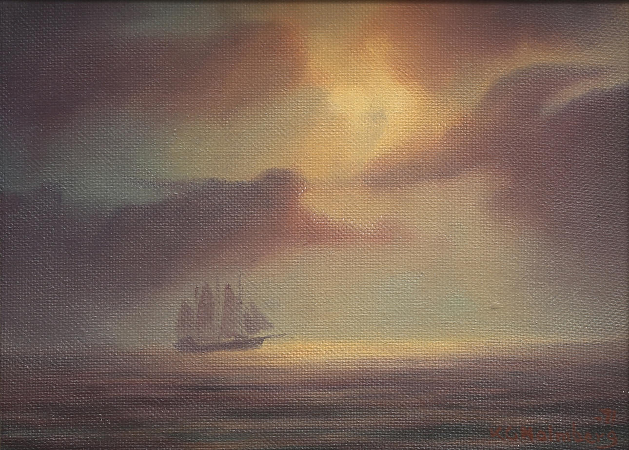 KARL GUSTAV  HOLMBERG. Fartyg på Nordsjön, olja på pannå, signerad och daterad -71.