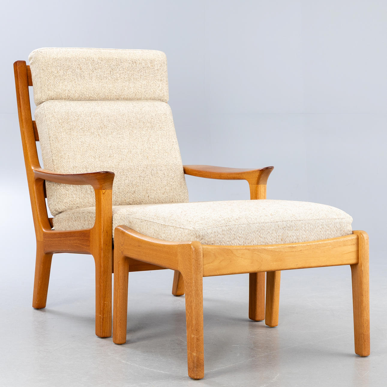Juul Kristensen/JK, high-back chair with a stool (2). Furniture