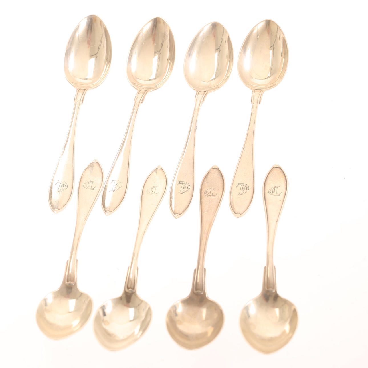 Coffee spoons, 8 pieces, silver.