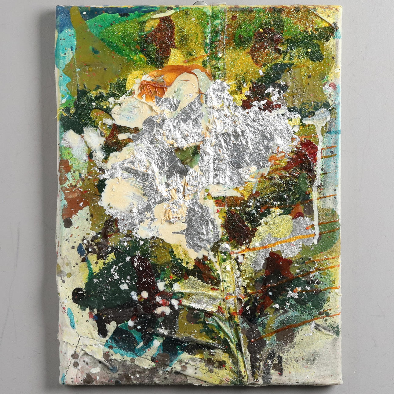 JAMES BATES. Mixed media on canvas, “Silver Rose”, signed and dated 2021.