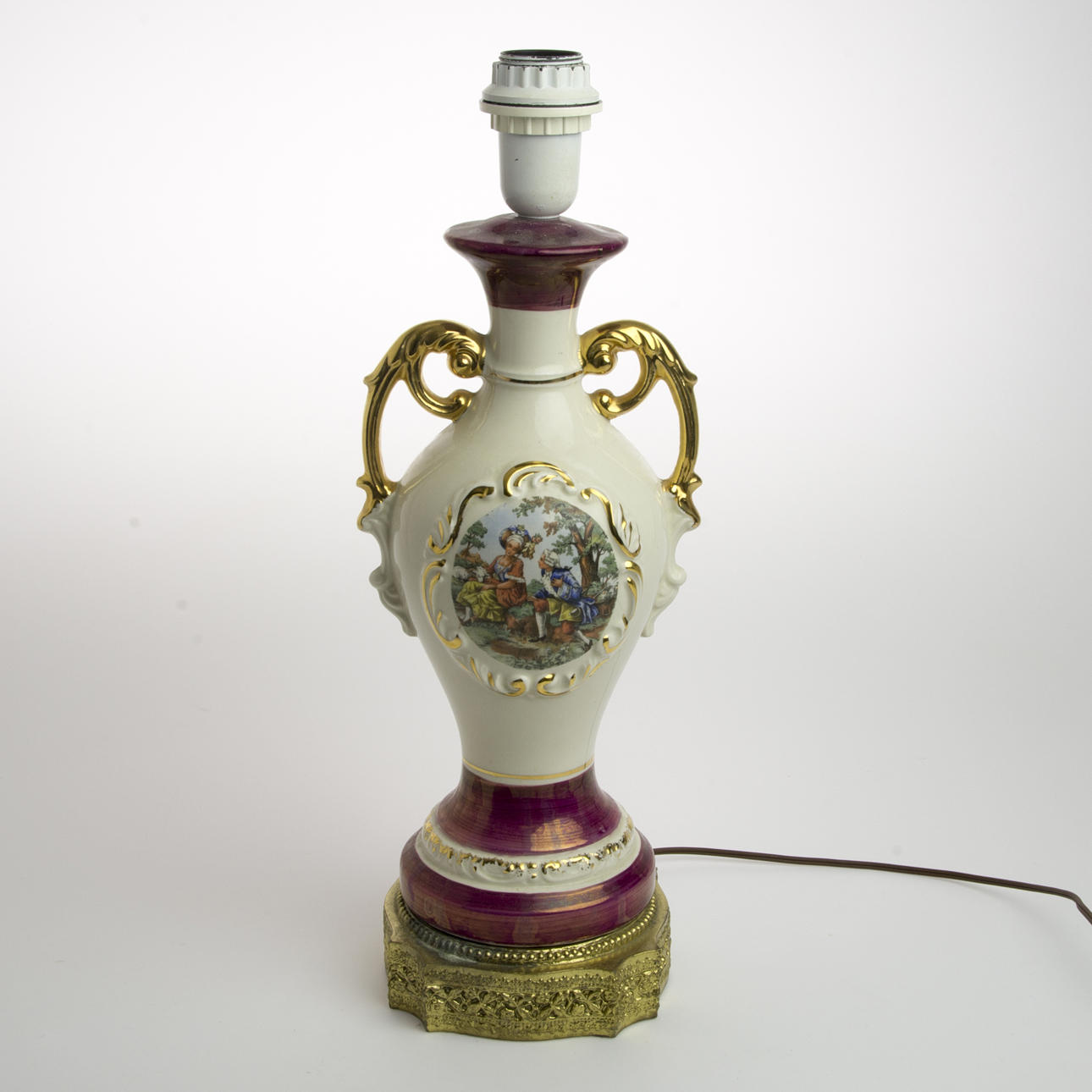 BORDSLAMPA, porslin, 1900-talets mitt, rokokostil.