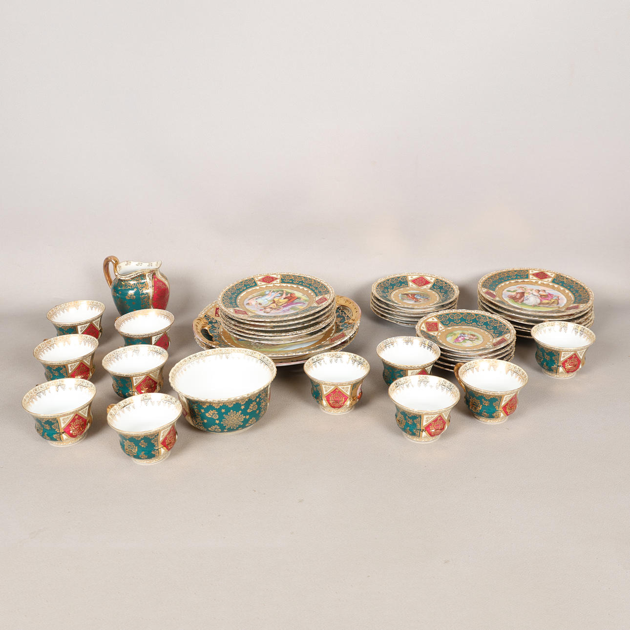A VIENNA STYLE PORCELAIN PART TEA-SET.