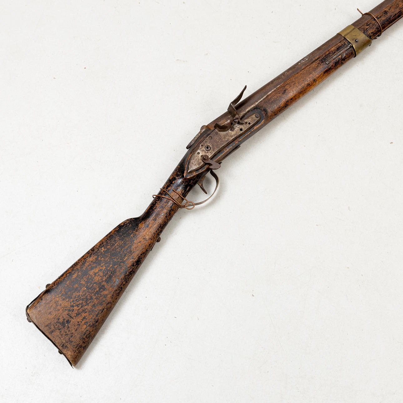 A 19th century flintlock rifle.