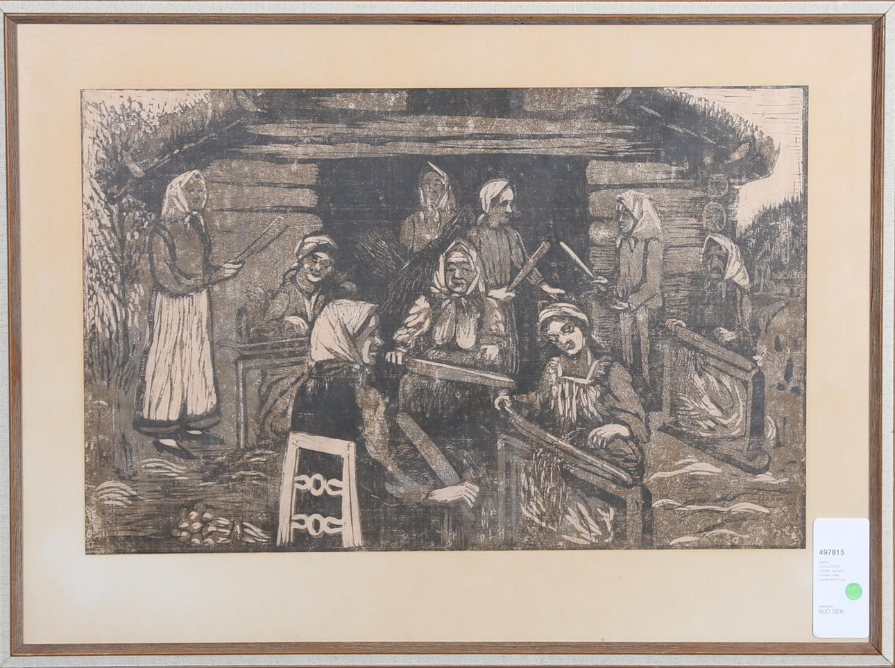 ANNA SAHLSTRÖM. Träsnitt, signatur troligen under passepartout.