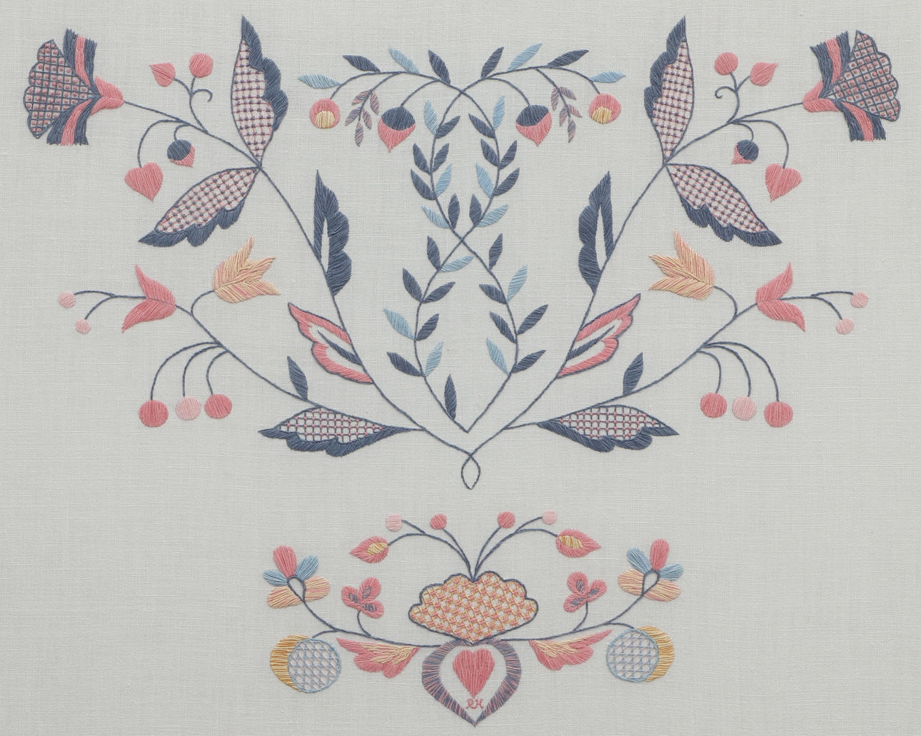 TAVLA, Blekingesömnad, textil, glas & träram.