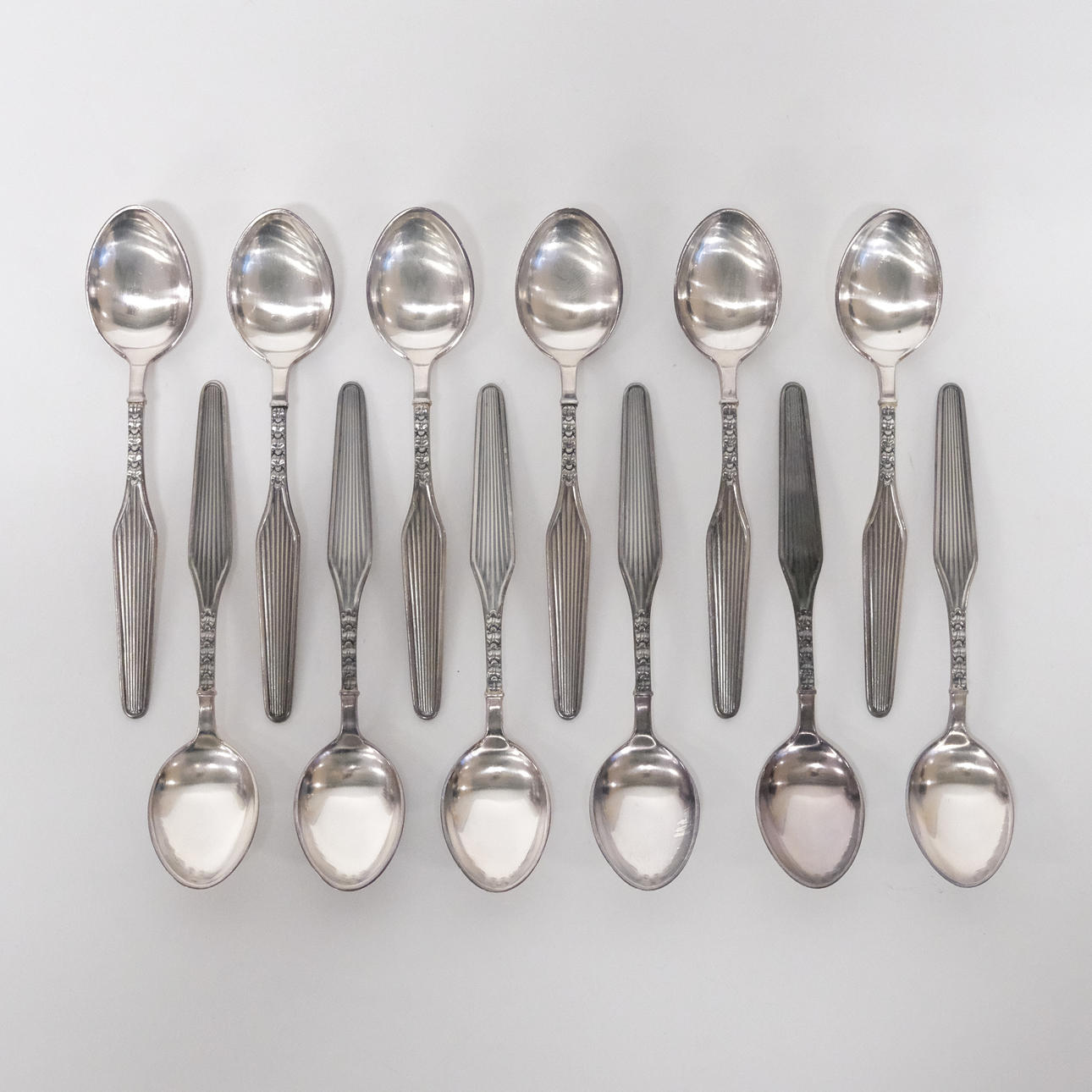 COFFEE SPOONS, SILVER, 12 PIECES.