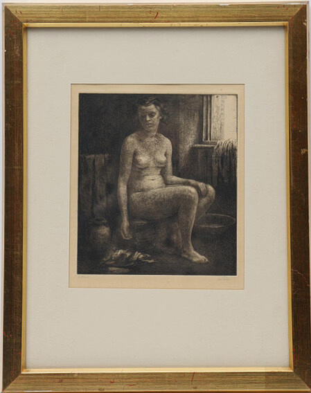 AXEL FRIDELL. Nude study, etching, signed.