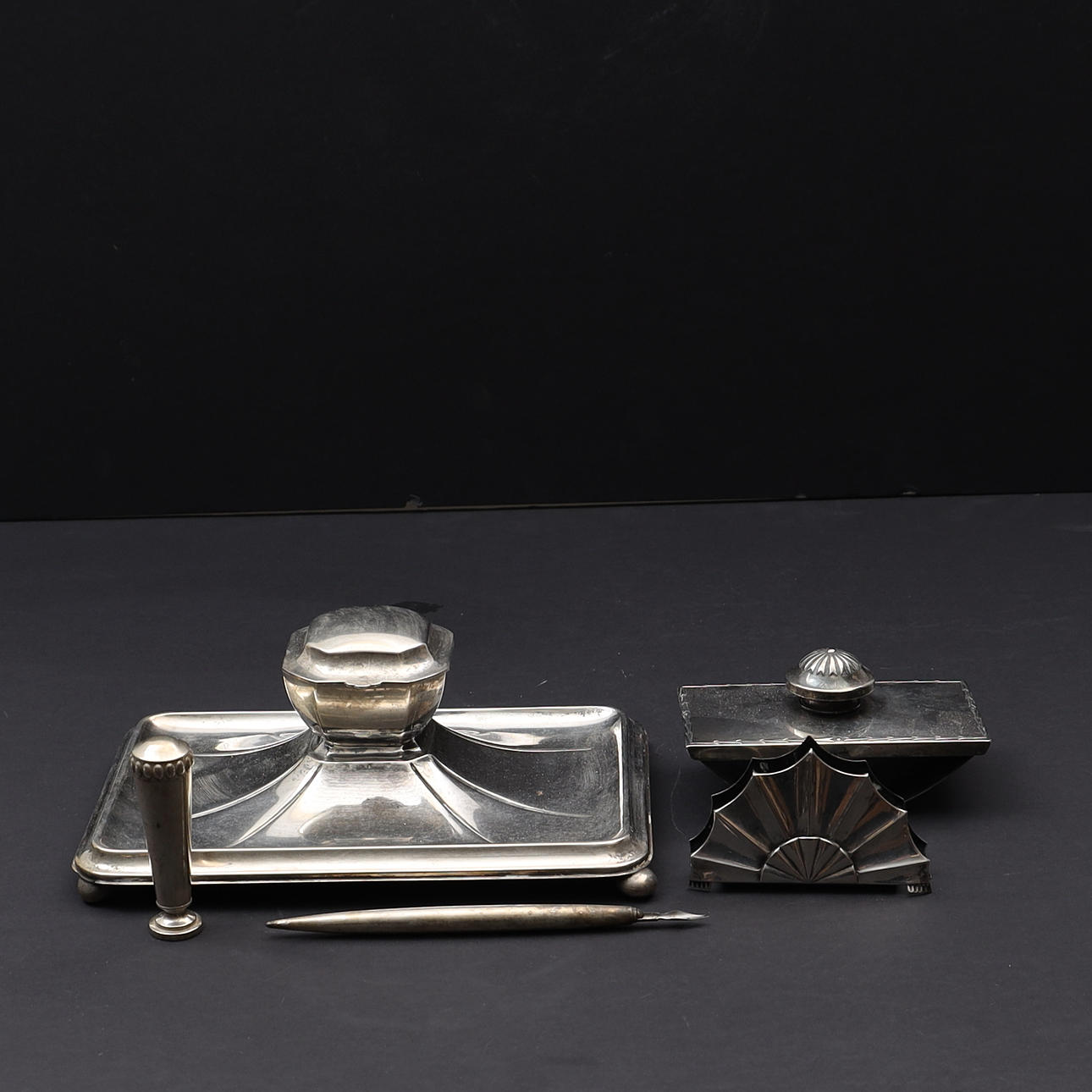 WRITING SET, nickel silver,5 pieces.