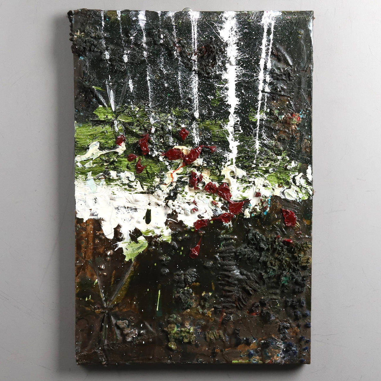 JAMES BATES. Mixed media on canvas, “Yarn Forest”, signed.