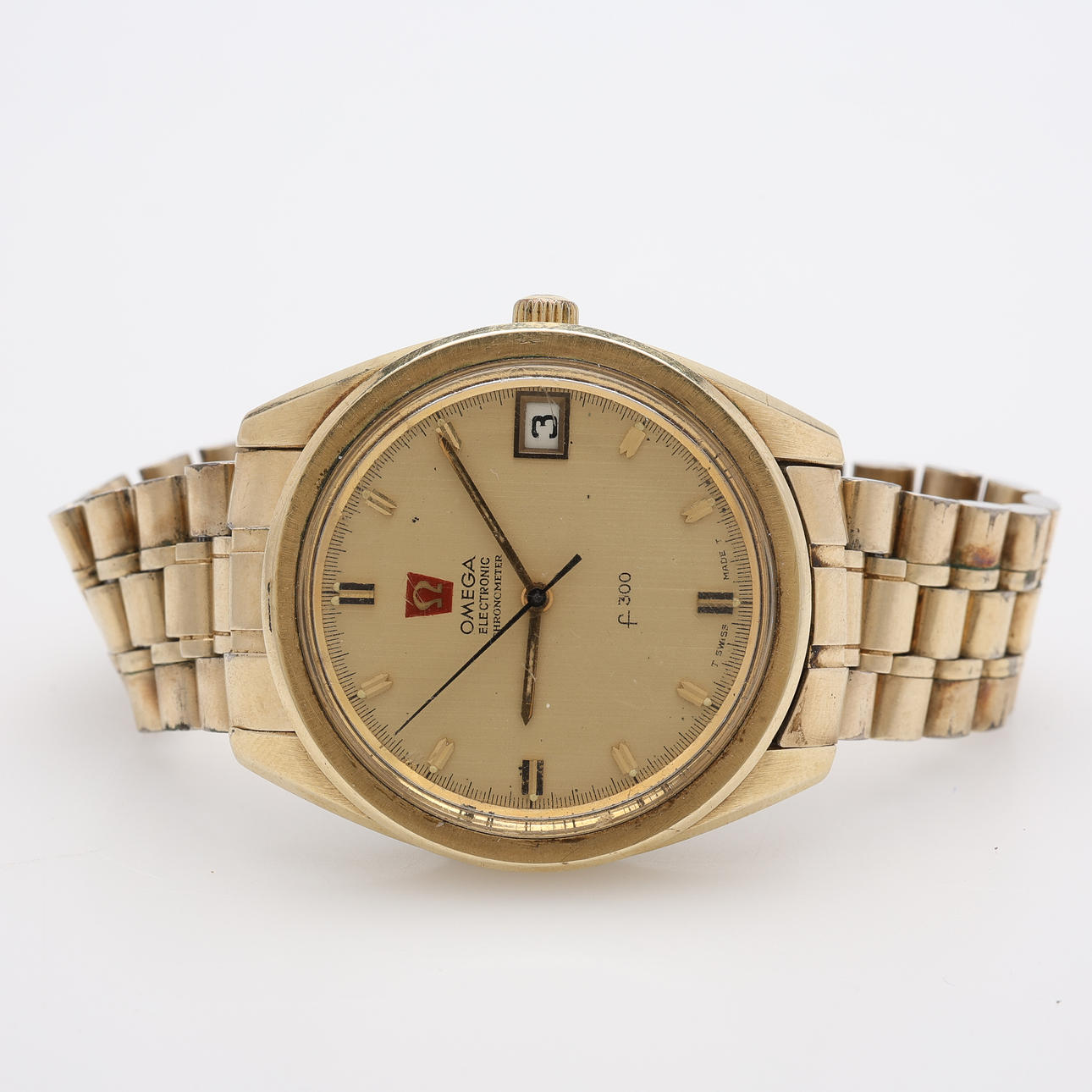 ARMBANDSUR, GULD PÅ STÅL, OMEGA, ELECTRONIC.