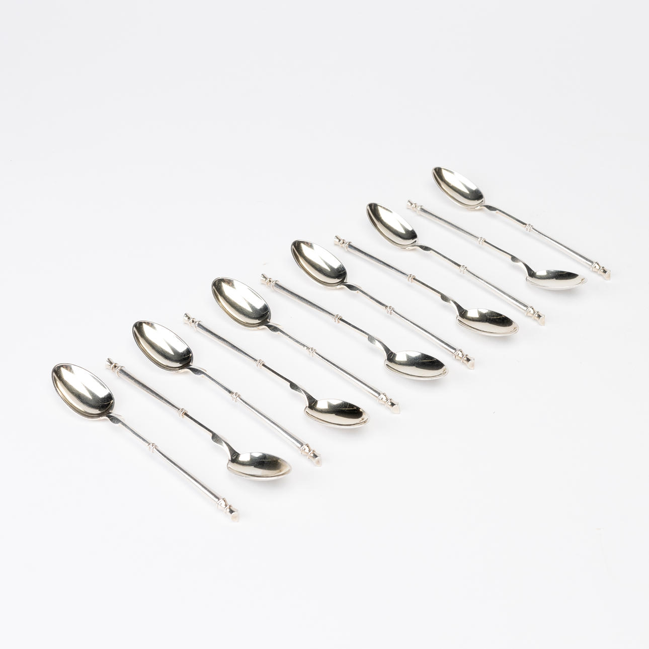 11 serving spoons, silver, Denmark.