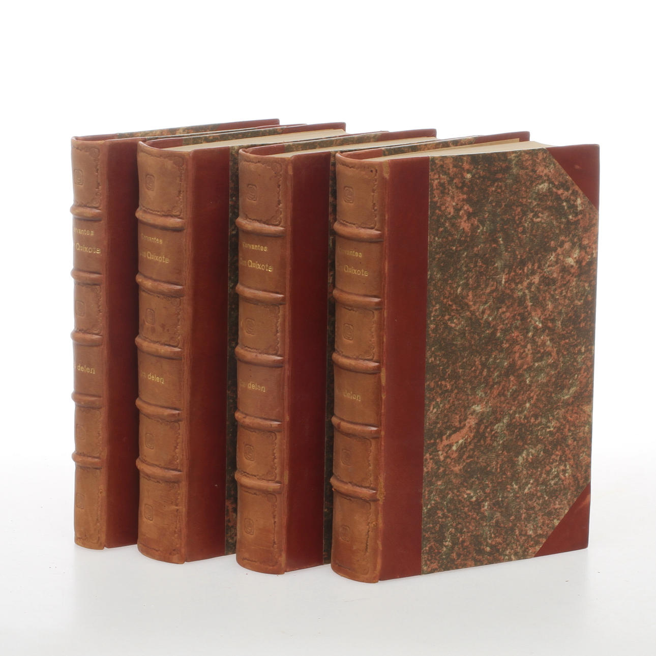 BÖCKER, 4 volymer, "Den Tappre och Snillrike Riddaren Don Quixotes af Mancha Lefverne och Bedrifter", Översättning JM Stjernstolpe, Stockholm, 1818-1819.