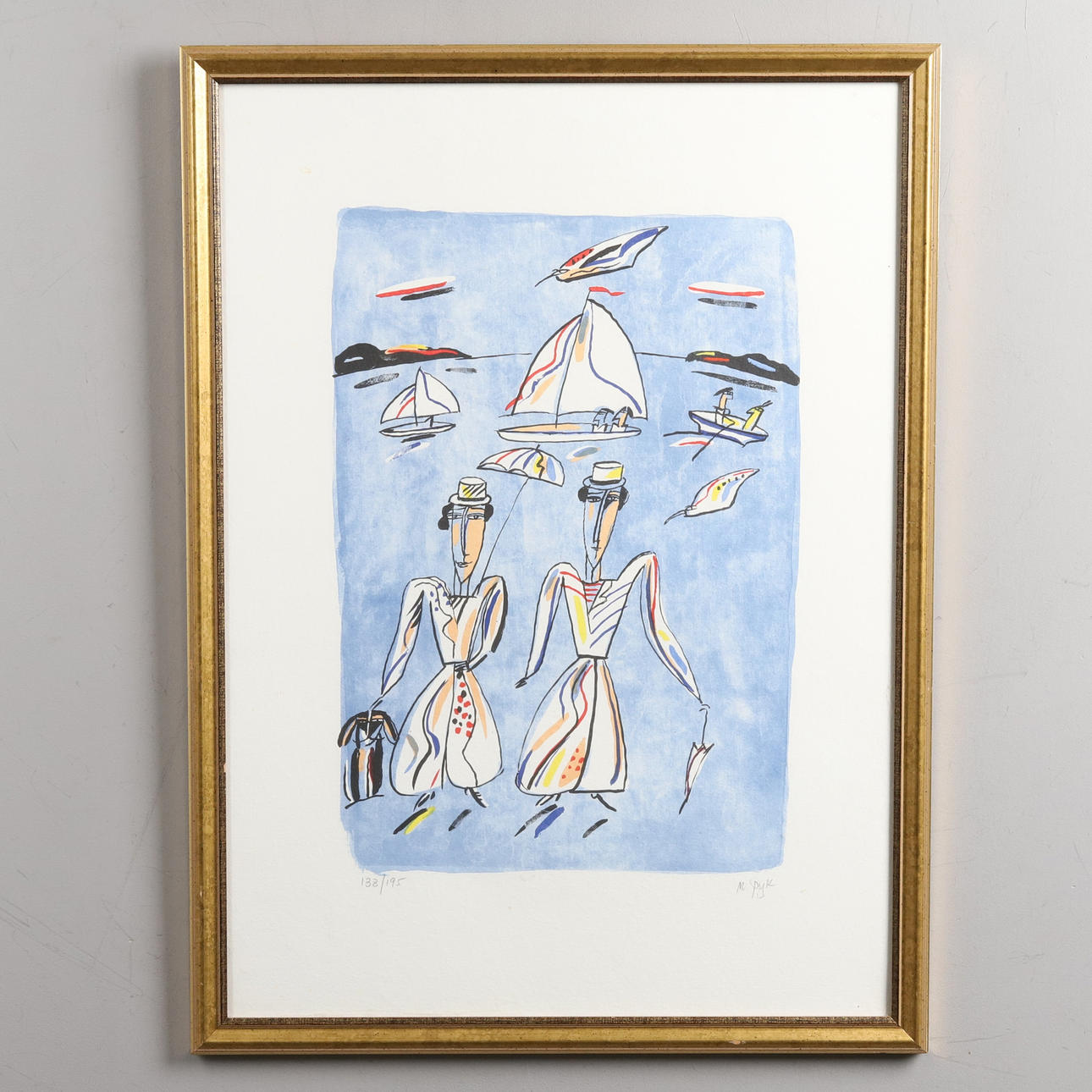 MADELEINE PYK. LITHOGRAPH IN COLOURS, figural composition, signed and numbered, 138/195.
