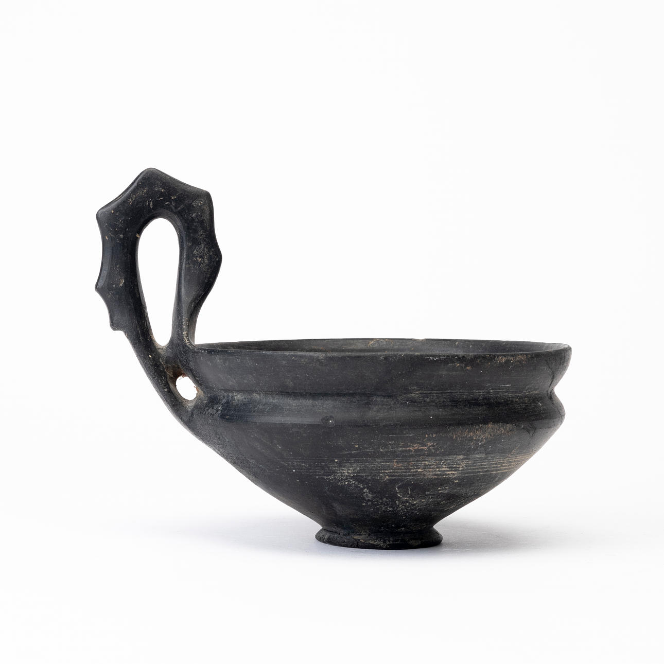 DRINKING BOWL/KANTHAROS, Bucchero earthenware.