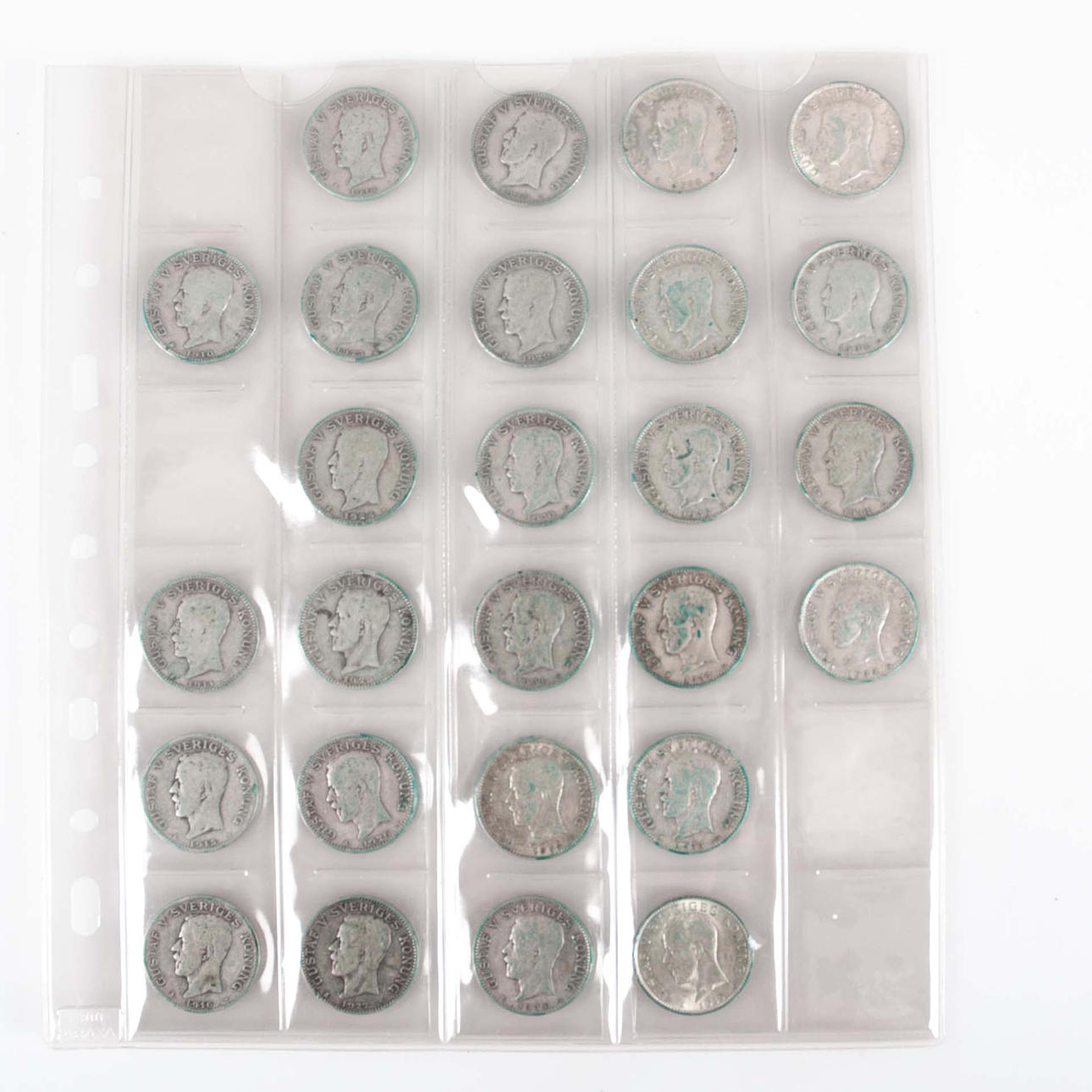 COINS. Silver, Sweden 1kr 80% 26 pcs.