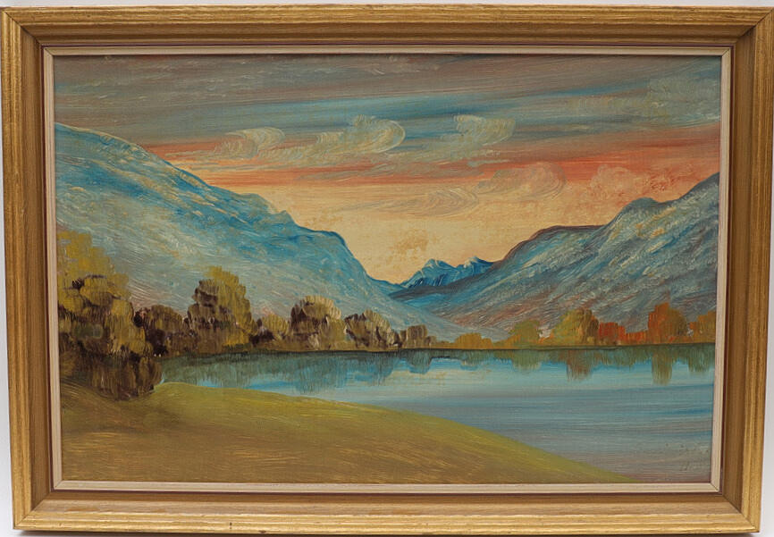 OIDENTIFIERAD KONSTNÄR. Landscape, oil painting on panel, dated 1955, indistinctly signed.