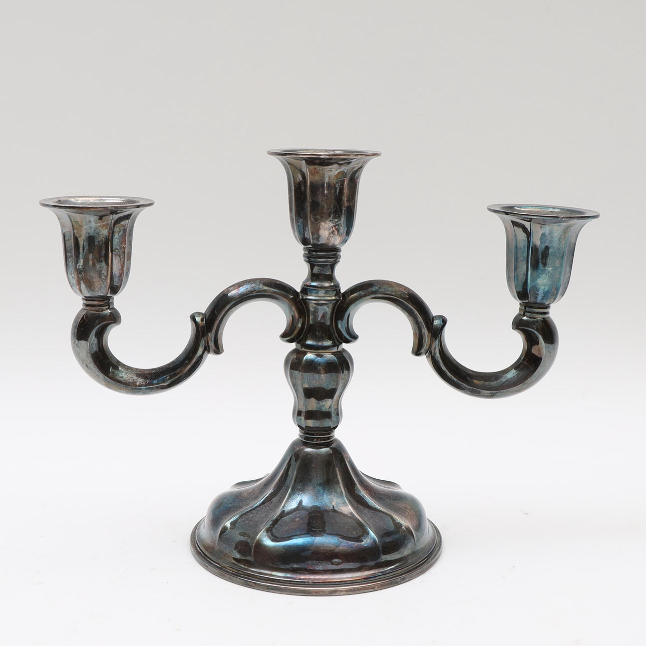 A silver candelabra, 20th century.