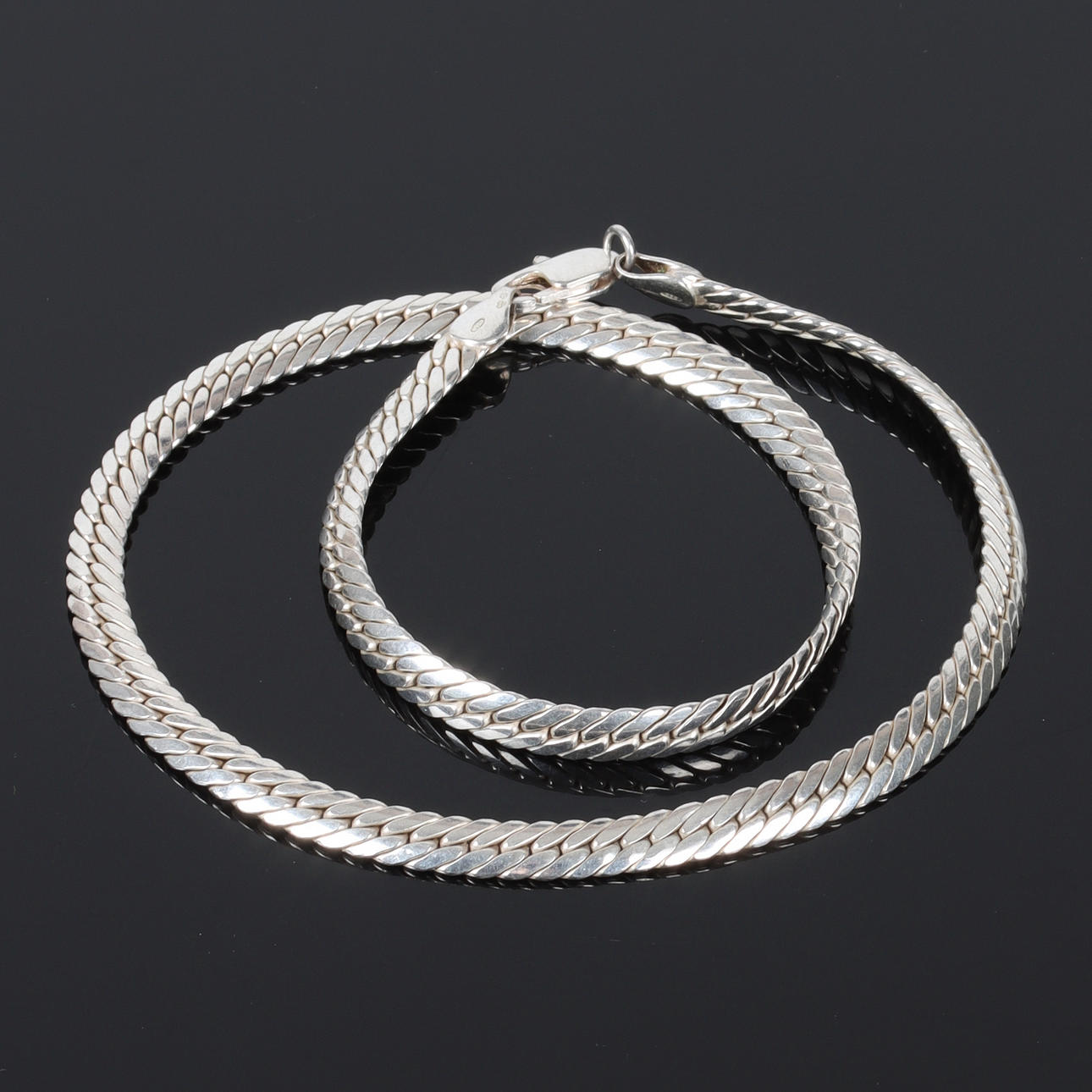 COLLIER, sterlingsilver, flätad länk, Italien, 1900-tal.