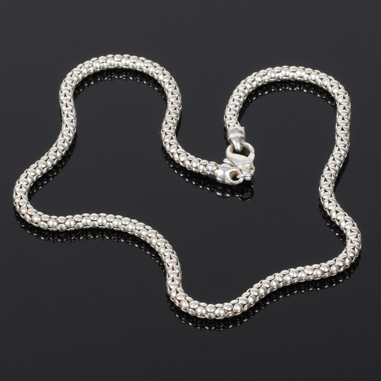 COLLIER, sterlingsilver, "popcornlänk", 1900-tal.
