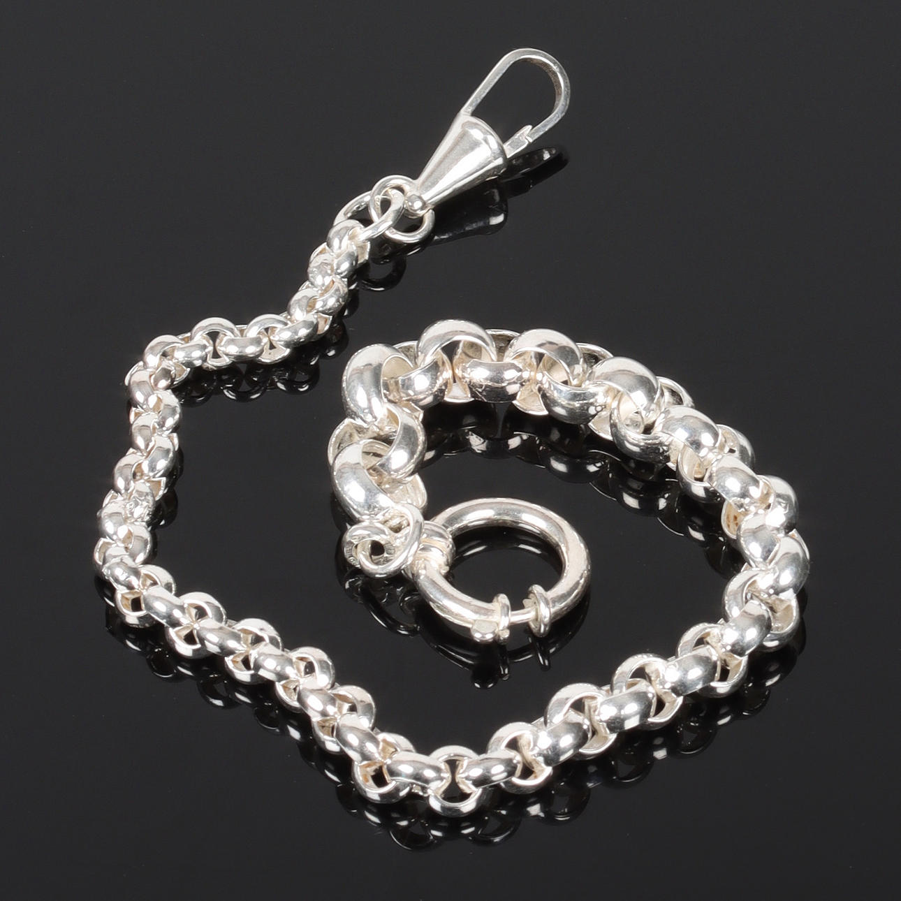 KLOCKKEDJA, sterlingsilver, doserad, "ärtlänk", 1900-tal.