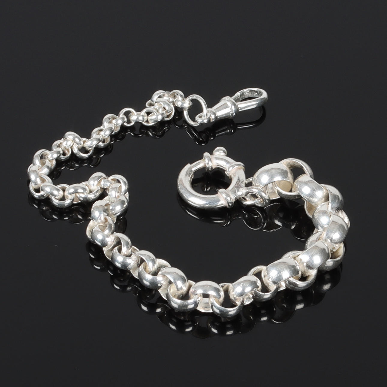 KLOCKKEDJA, sterlingsilver, doserad, "ärtlänk", 1900-tal.