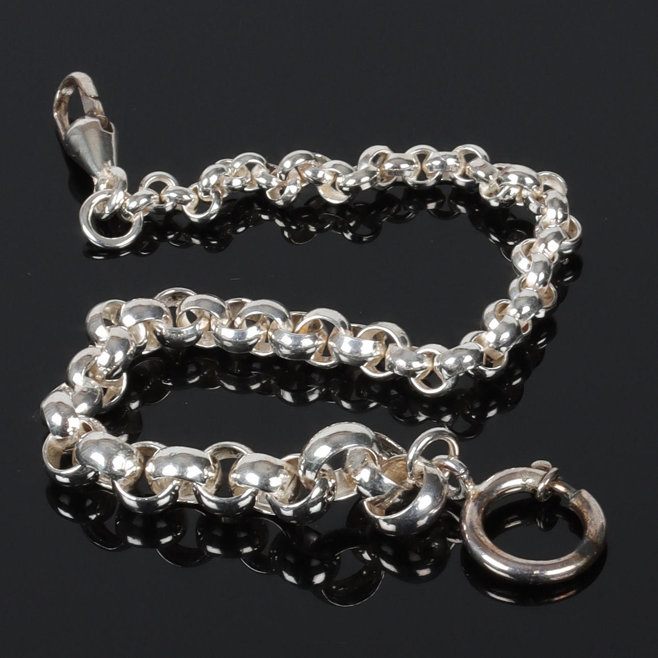 KLOCKKEDJA, silver, doserad "ärtlänk", 1900-tal.