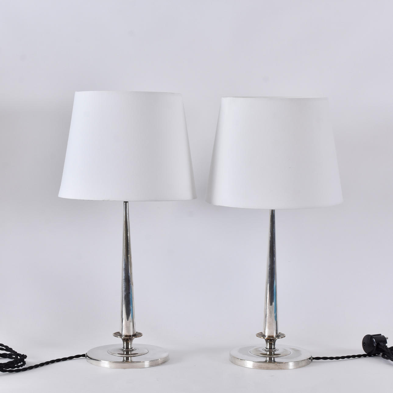 TABLE LAMPS, 1 pair, nickel silver, CG Hallberg.