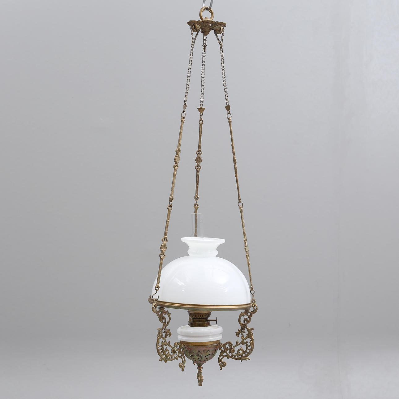 A kerosene ceiling lamp, early 20th century.