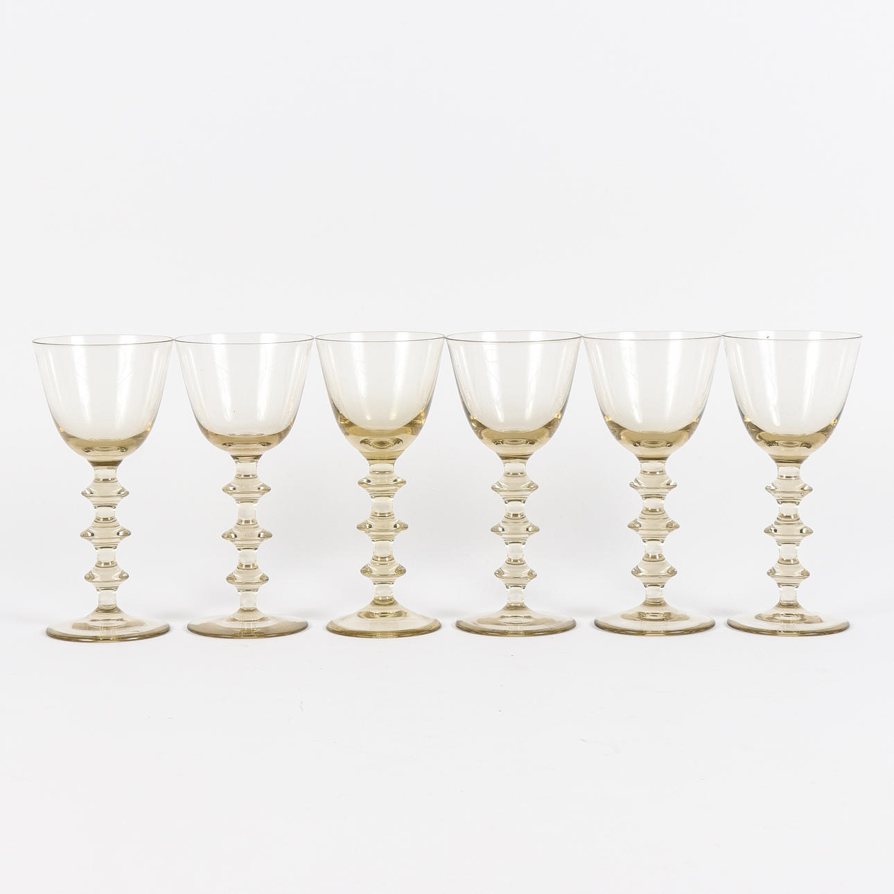 VINGLAS 6 stycken, Gerda Strömberg, Strömbergshyttan.