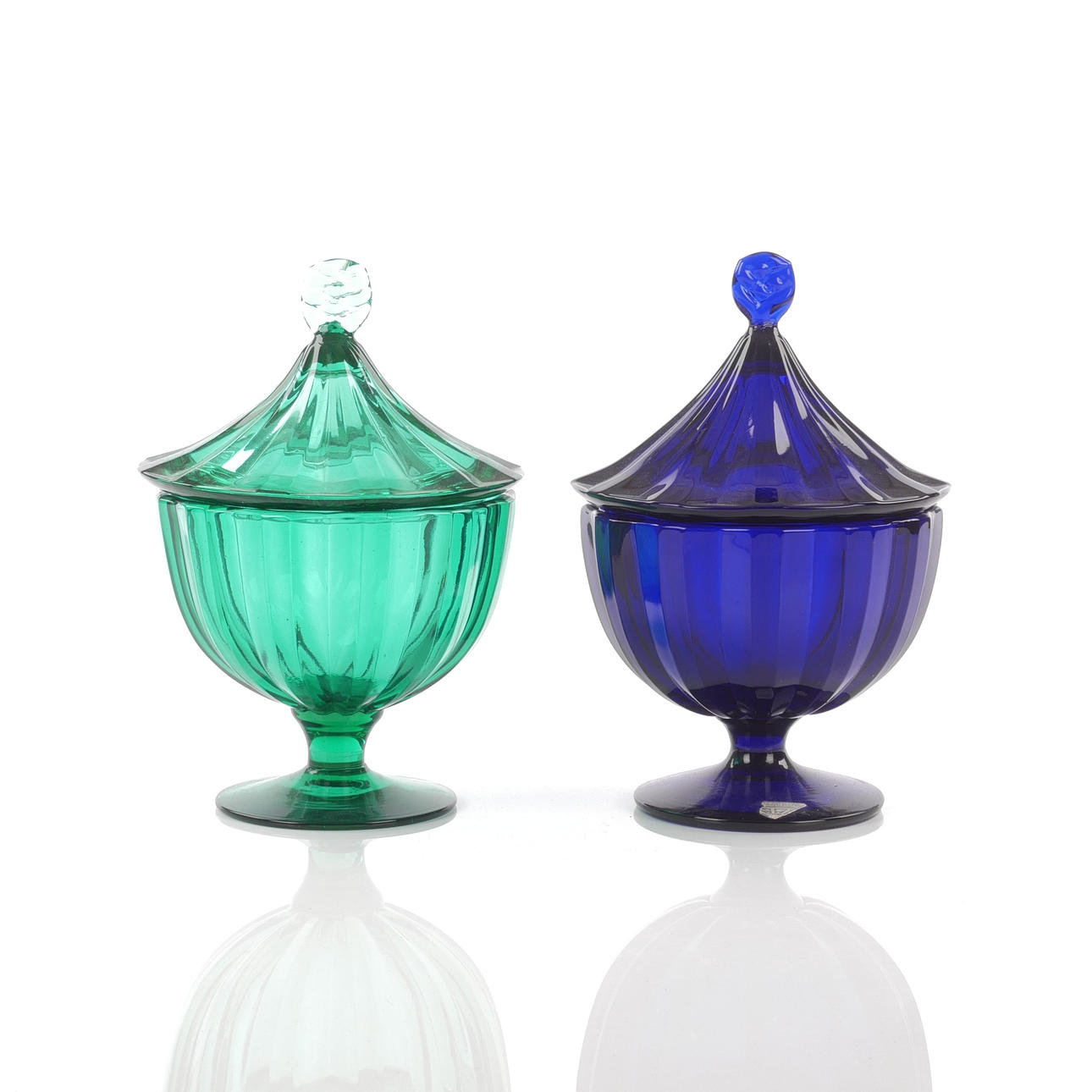 WILLIAM STENBERG. Bonbonjär, 2 st, "Solfjäder", Gullaskruf, 1930-tal.