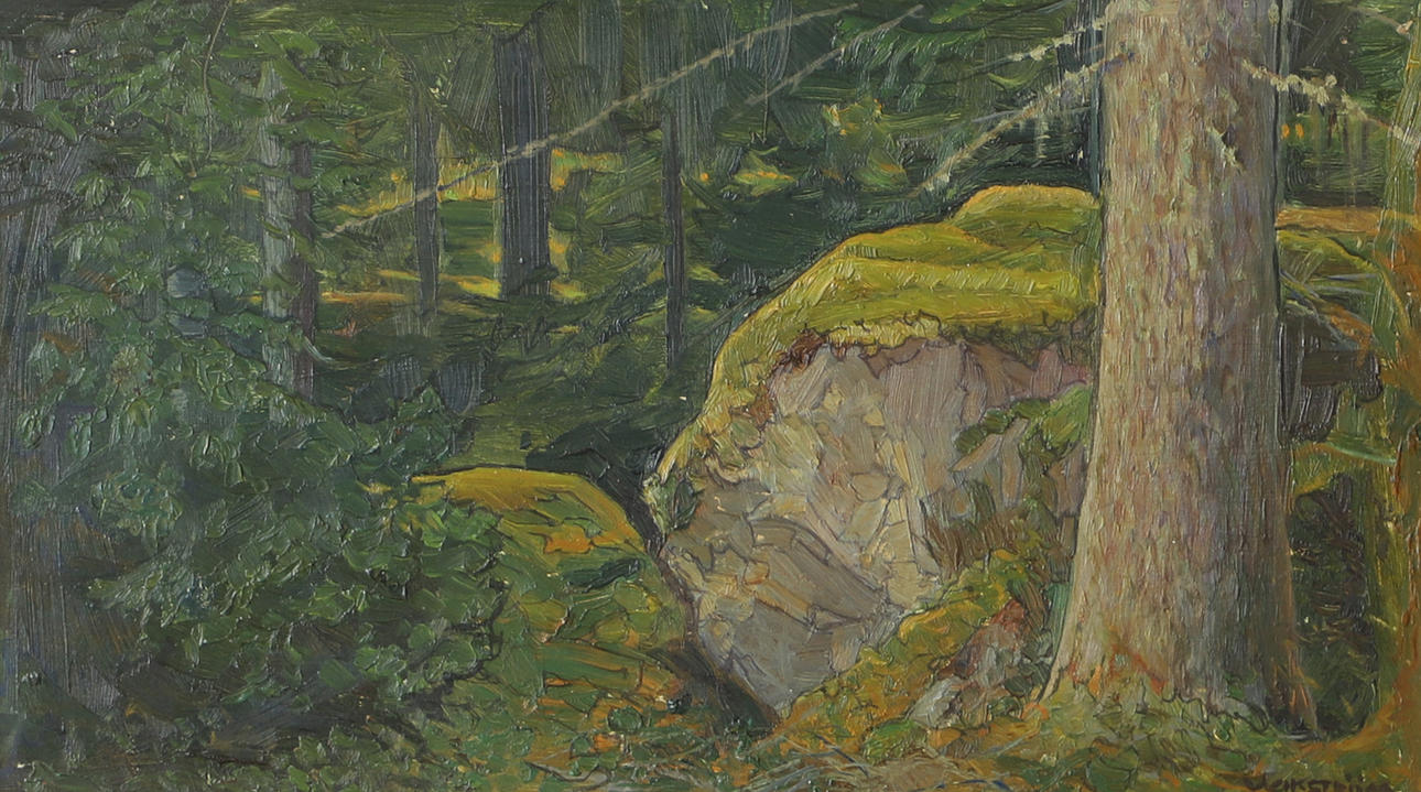 OIDENTIFIERAD KONSTNÄR. Forest party, oil on panel, signed Wikström.