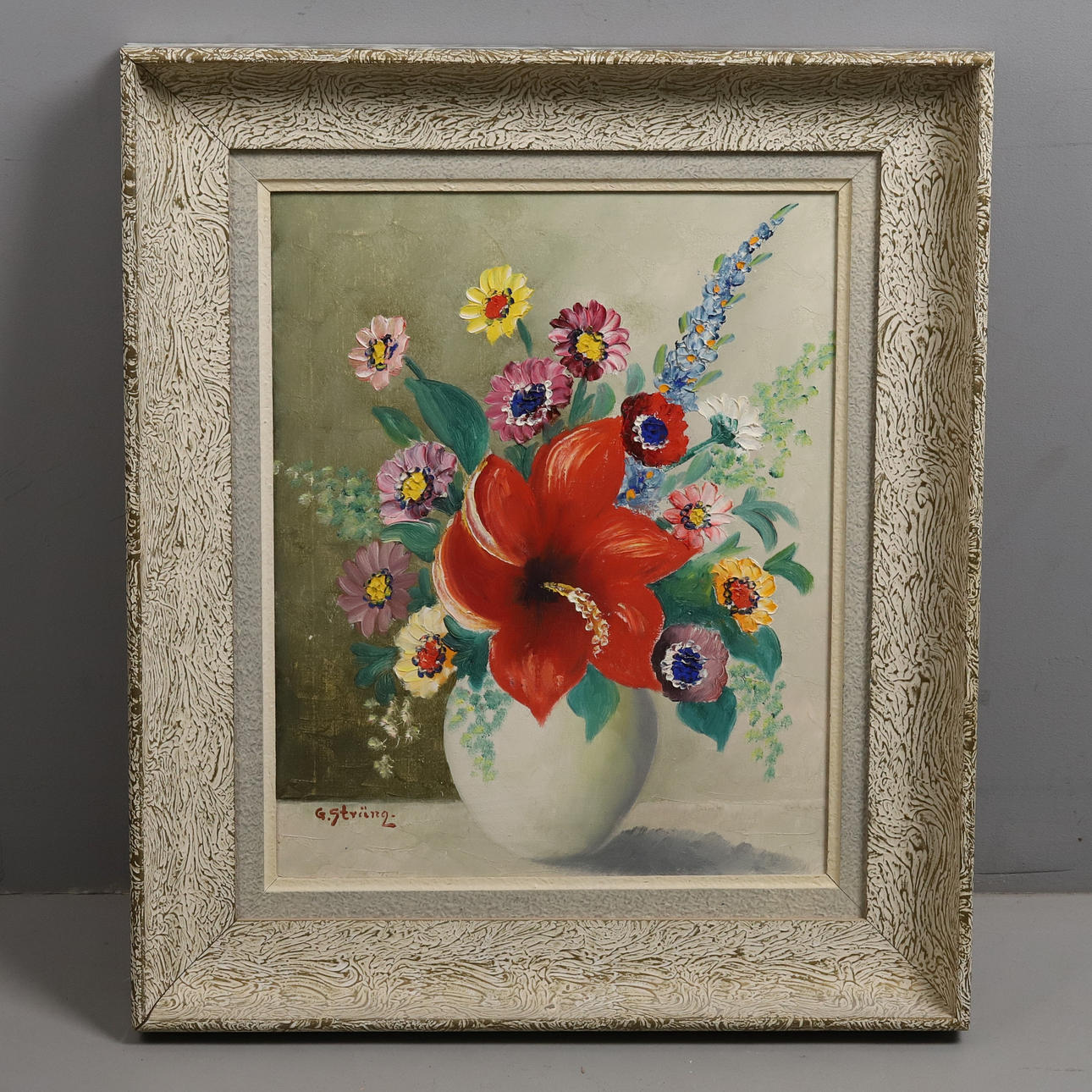 GUNNAR STRING. Still life, oil on canvas, signed G String.