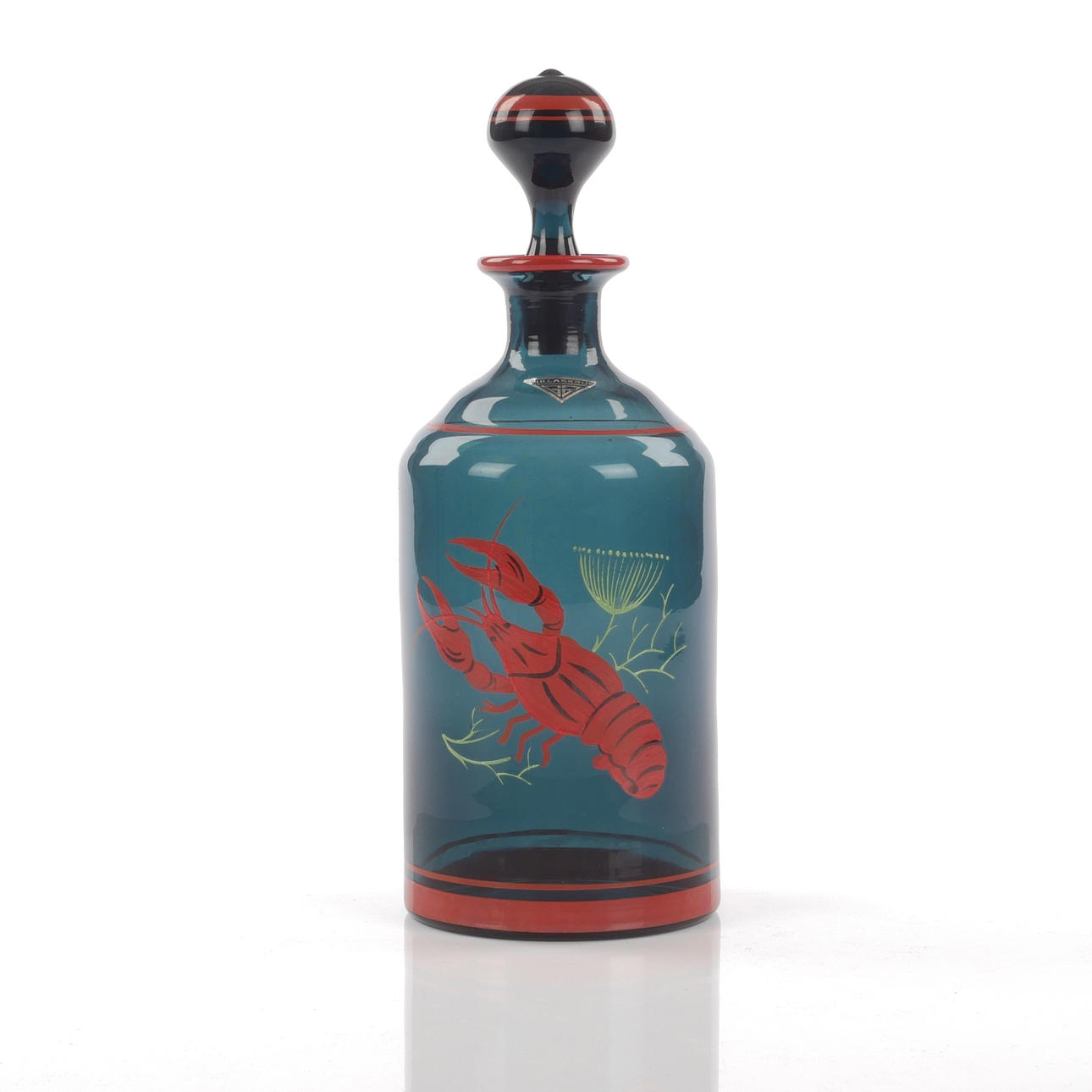 HUGO GEHLIN. Decanter with painted crayfish decor, Gullaskruf.