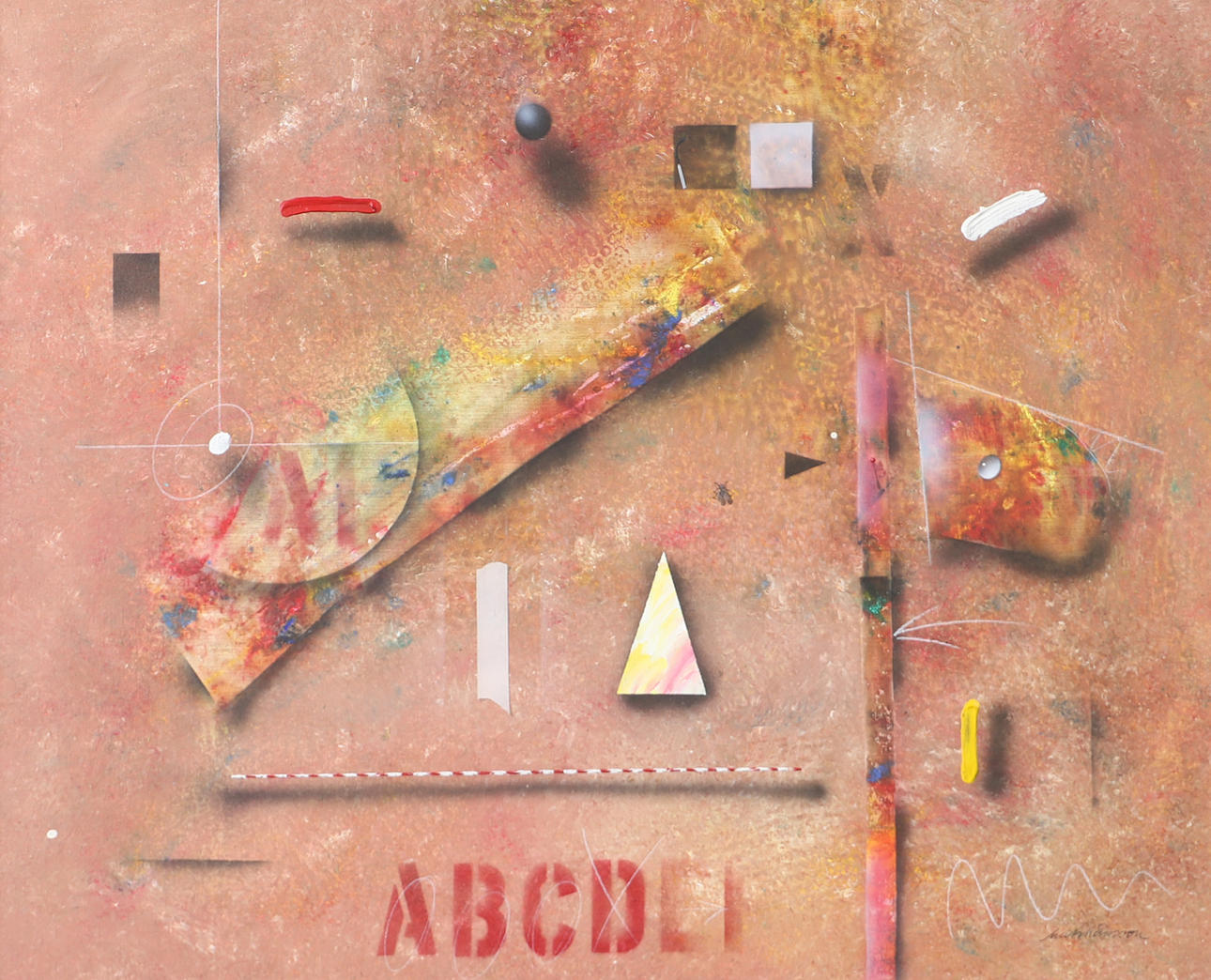 MATS MÅNSSON. Komposition, olja på duk, signerad.