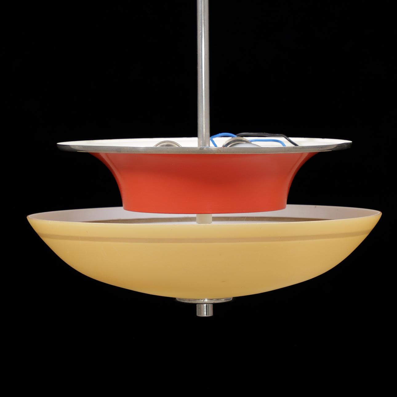 CEILING LAMP, glass/sheet/metal, 1930s.