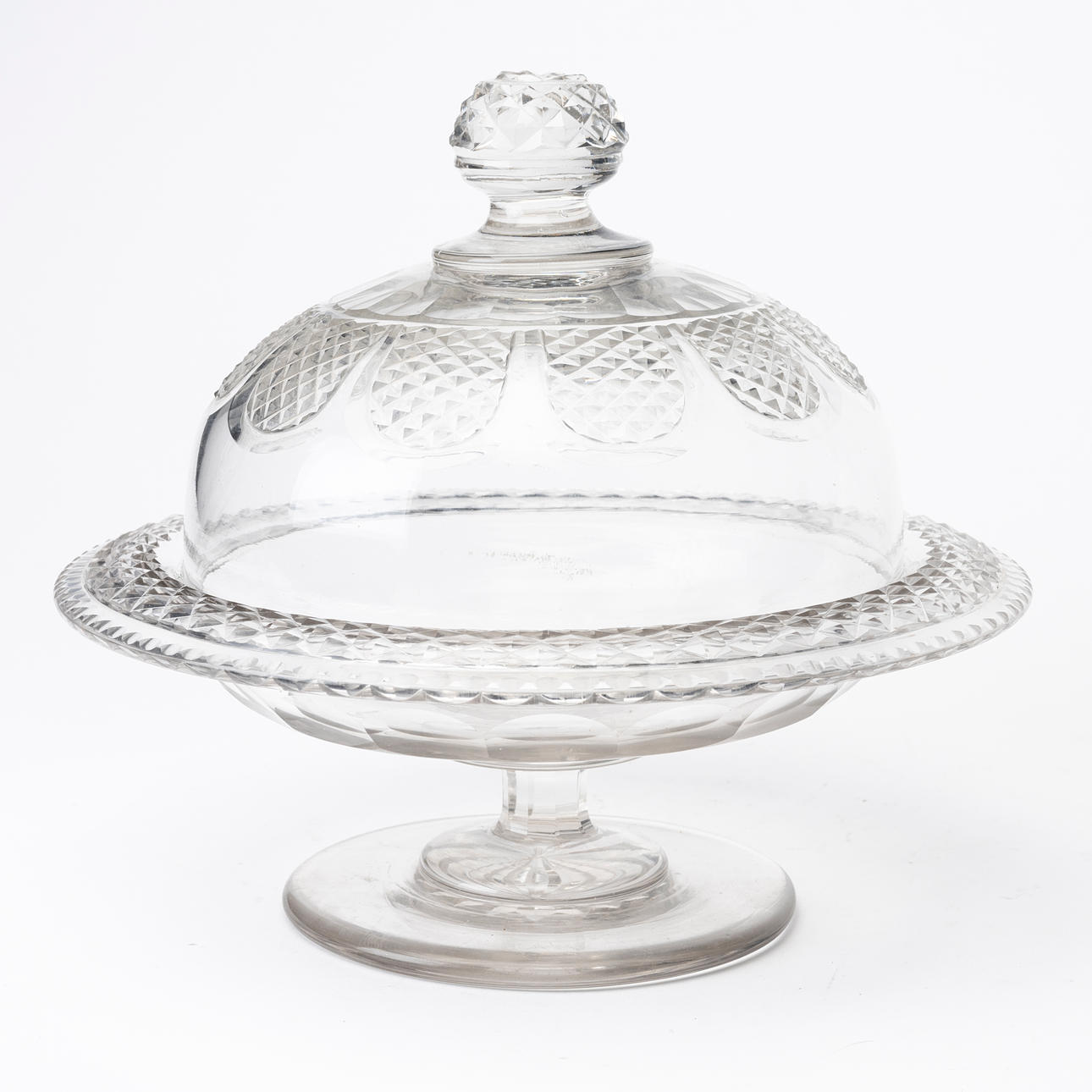 A sanded glass cheese cup, 20th century.
