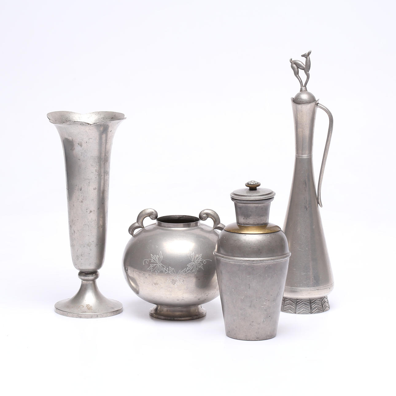 PEWTER OBJECTS, 4 pieces, incl. GAB.