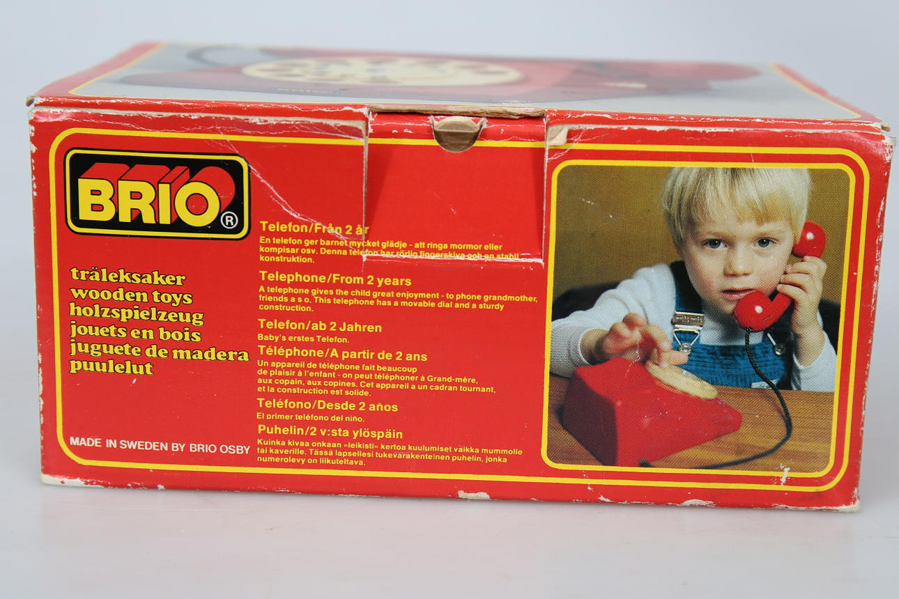 TELEFON, trä, nummer 31385, Brio, 1960-tal.