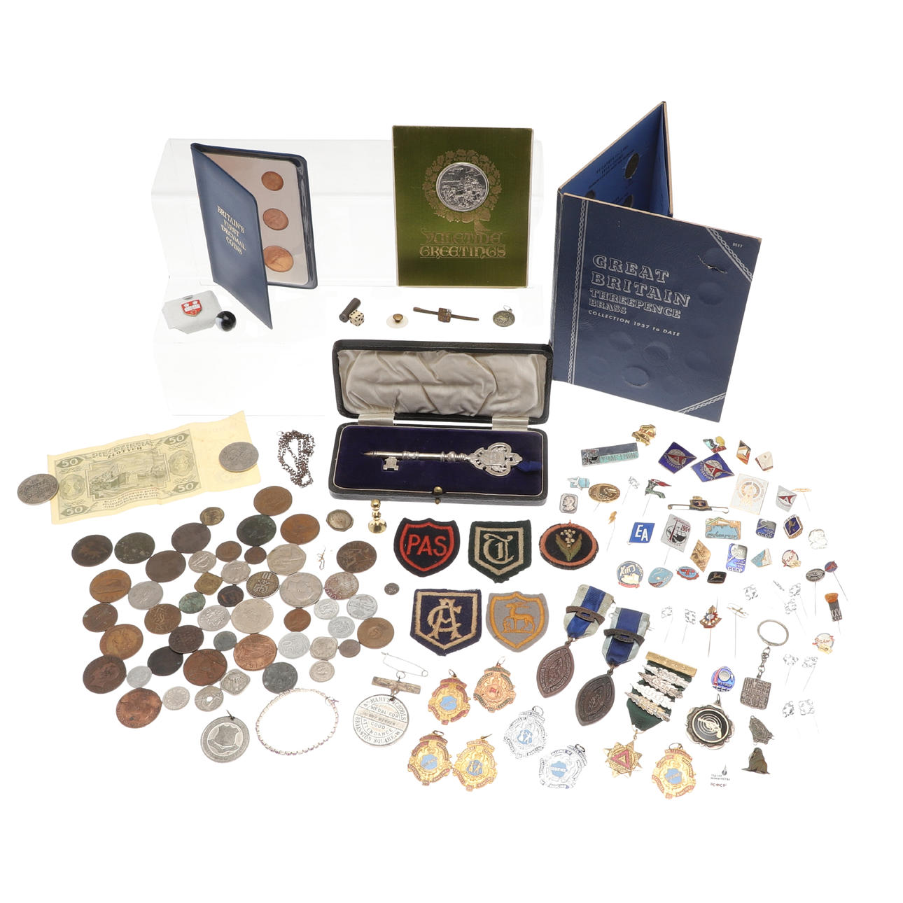 COINS, BADGES & COLLECTABLES.