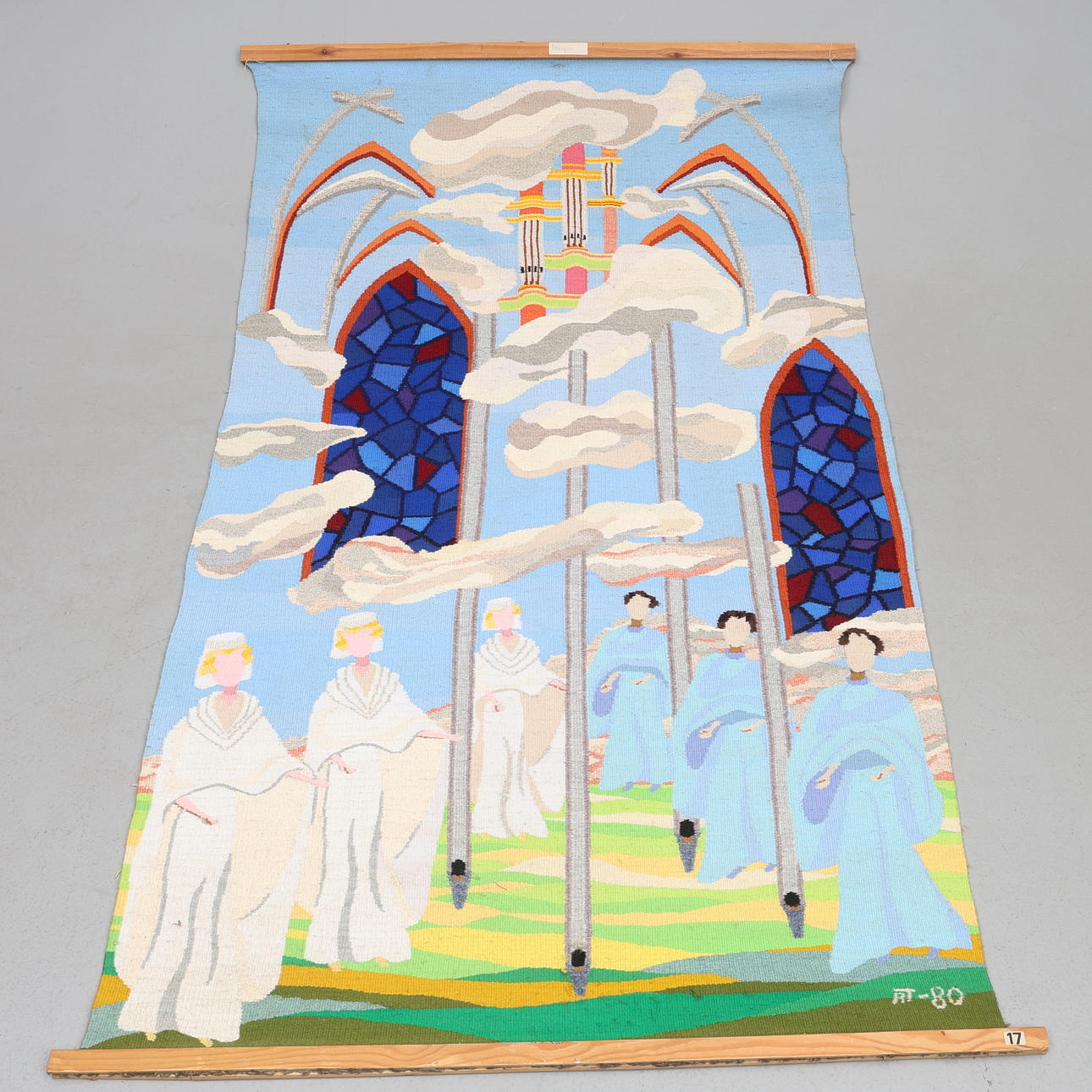 WALL HANGERS. Woven, “Adagio”, signed A.T, dated -80.