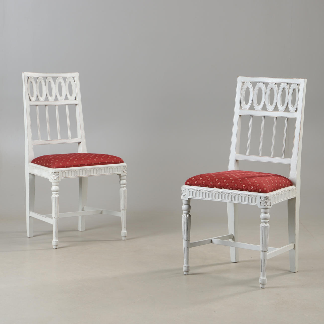 CHAIRS, 1 pair, white painted, Gustavian style.