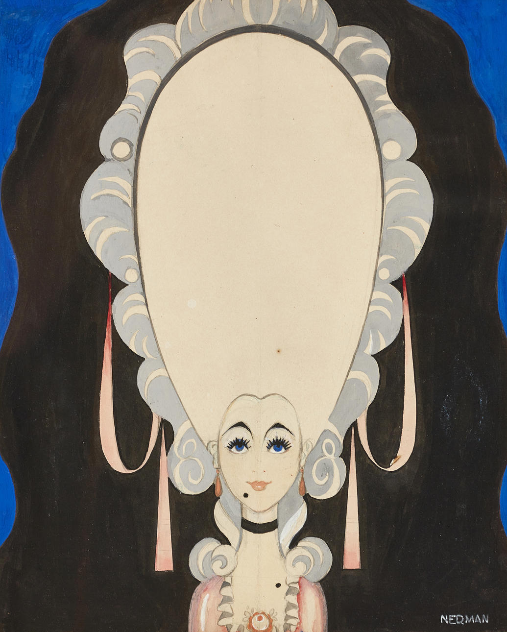 EINAR NERMAN (1888-1983). Rococo frame, signed Nerman, mixed media.