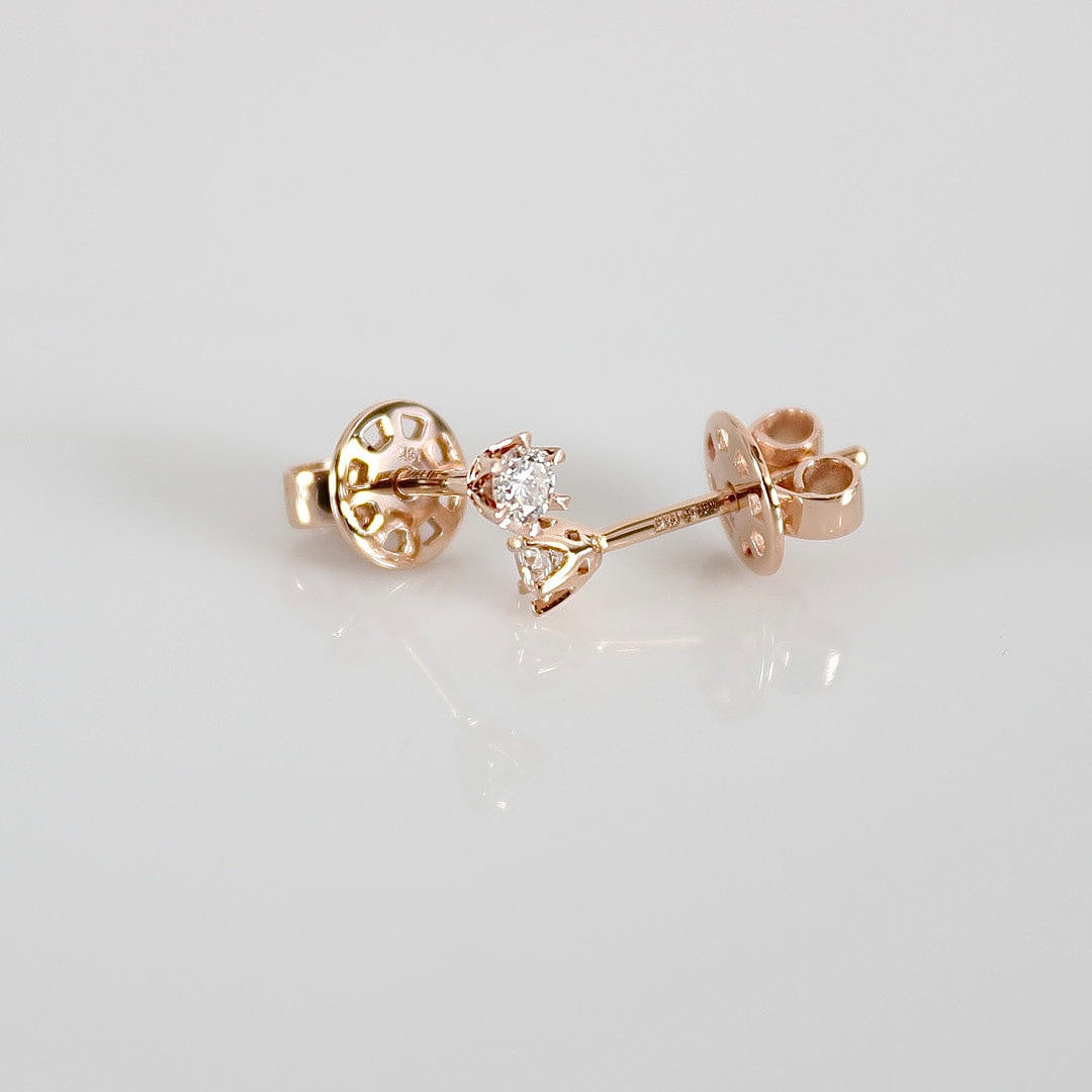 SOLITAIRE EARRINGS, 0,17ct, rose gold 18K.