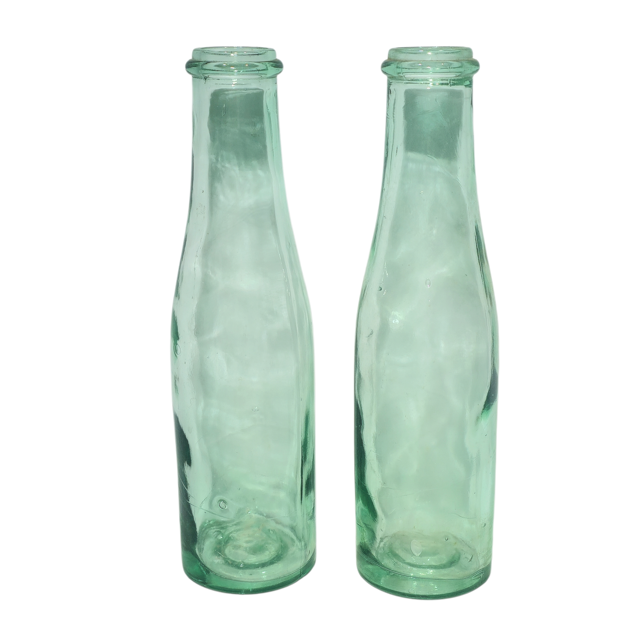 Pair of glass bottles.